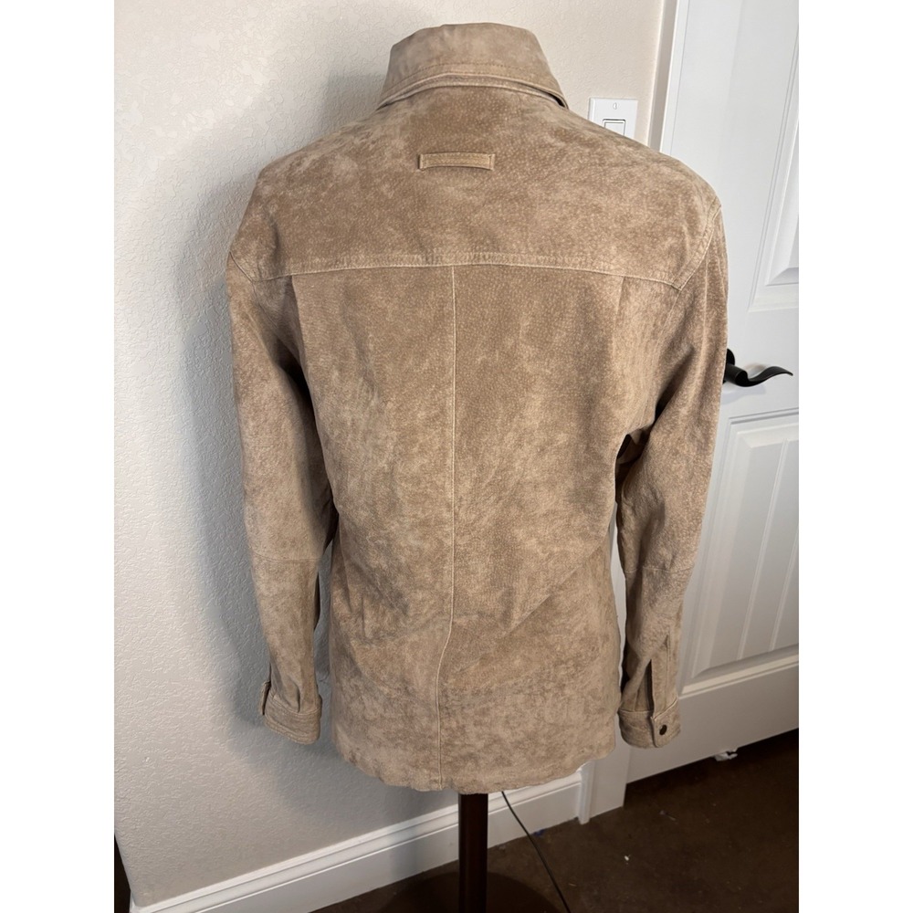 100% Genuine Leather Suede Jacket Shacket  M Vintage 80s 90s JHC Rare Beige NWOT - Picture 4 of 13
